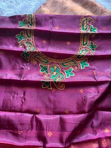 Elegant Saree with aari work blouse piece