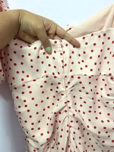 Korean Pink Polka Women Dress