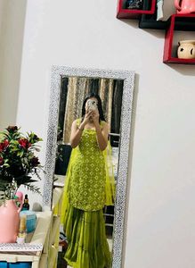 Green Embroidered Kurta Set