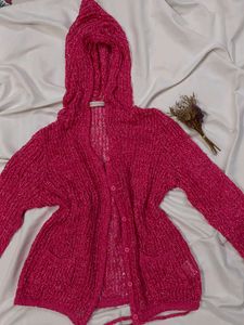 Pink crochet shrug