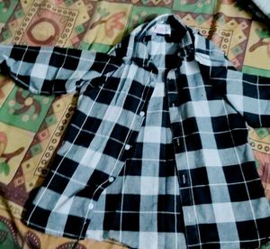 Black and White Checked Button-Down