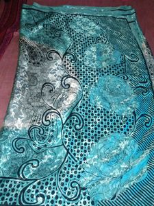Blue Floral Crape Saree