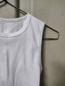 Halter Neck White Tank Top