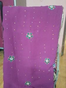Elegant Purple Sequin Saree