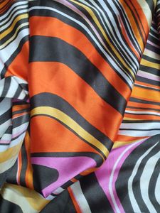 Retro Swirl Print Satin Fabric