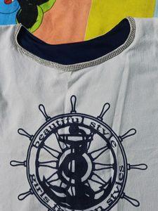 White And Neavy Blue Colour Top For Women.