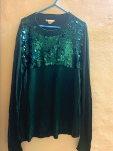 H&amp;M Emerald Green Sequens Sweater Top