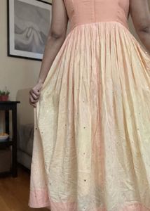 Peach Embroidered Bird Dress