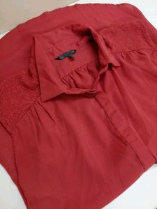 Classic Red Sleeveless Collared Shirt