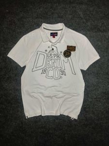 USPA Denim Co. White Polo Shirt