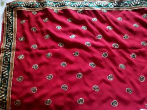 Bright Red Saree For Festivals