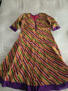 Colorful Striped Anarkali Kurti