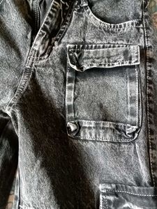 Women's Grey Denim Cargo Pants