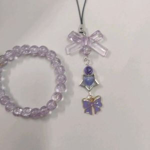 Cute Purple Bracelet &amp; Charm Set