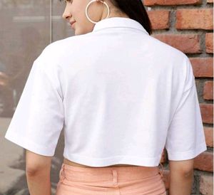 Polo Collared Crop Top