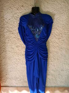 Elegant Blue Embellished Dress