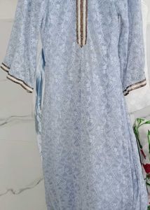 Elegant Light Blue Embroidered Gown