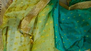 Green &amp; Gold Fabric with Trim