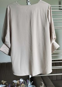 Elegant Beige V-Neck Blouse