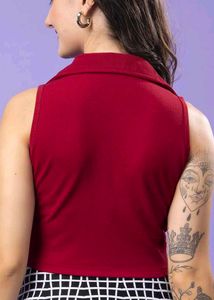 Red Sleeveless Waist Top