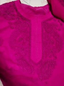 Dark Rani Chikenkari Kurta