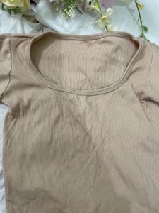 Beige Korean Crop Top