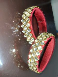 Red &amp; Stone Bangle Set