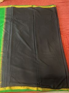 Vintage black And bright green mysore silk saree