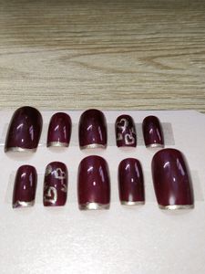 Burgundy Heart Press-On Nails