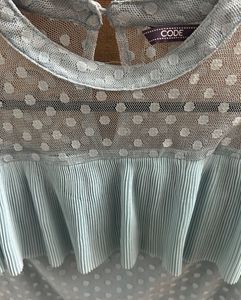 Light Blue Polka Dot Blouse