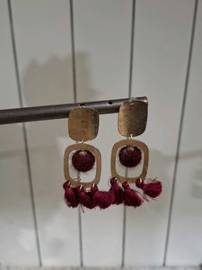 Burgundy Tassel Earrings