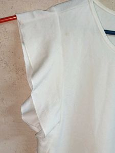 White Ruffle Sleeve Top