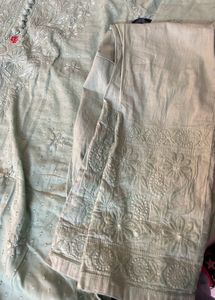 Chikankari Kurta Set- Pista Green-New Without Tag