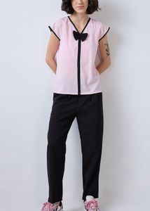 Cute bow pink top