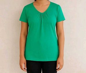 Green V-Neck Top