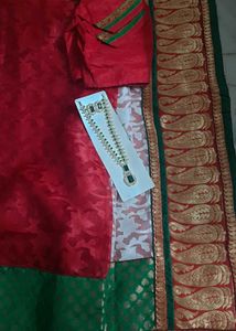 Elegant Red & White Georgette Benarasi Saree