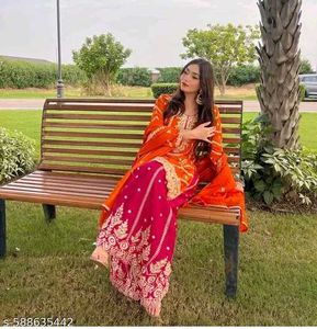 Orange &amp; Pink Embroidered Suit