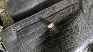 Black Textured Leather Sling Bag