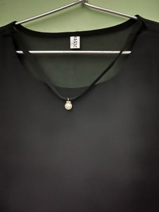 Elegant Black Pearl Detail Blouse