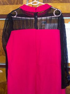 Chic Rani Pink With Black Mesh Detailing Dress XL