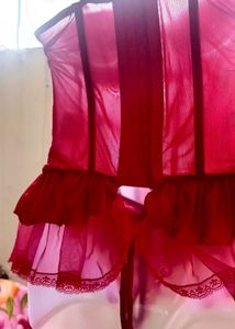 Red Mesh Corset Top