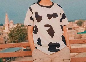 Trendy Cow Print Oversized Tshirt