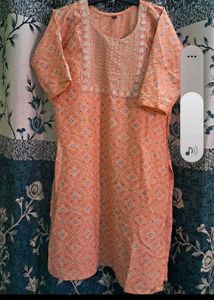 Peach Embroidered Kurta