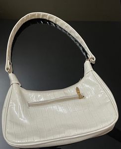 Ivory Alligator Print Shoulder Bag