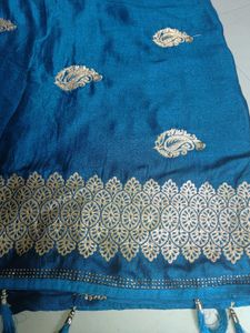 Elegant Blue Embroidered Saree