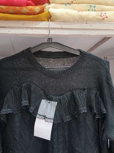 Black Ruffle Sweater