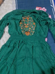 Teal Embroidered Midi Dress