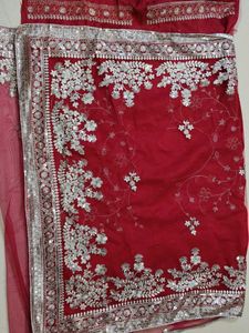 Rose Embroidered Net Saree