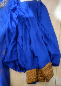 Net Anarkali Blue Gold  With Chudidar