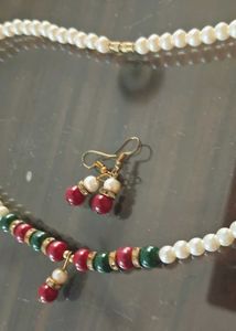 Pearl Necklace &amp; Earring Set